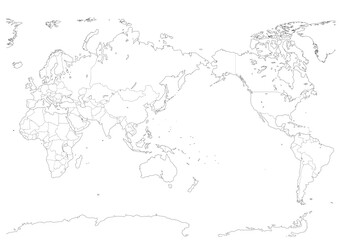 Fototapeta na wymiar 世界地図（白地図）境界線あり