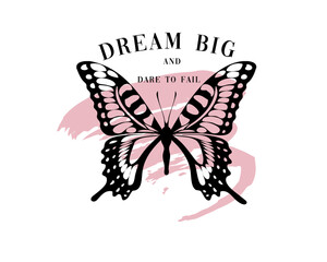 Plakat butterfly drawing illustration and slogan design vectır