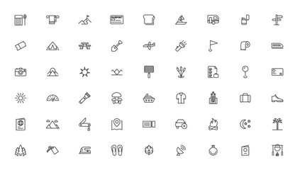 Camping Line Iocns. Travel Icon set