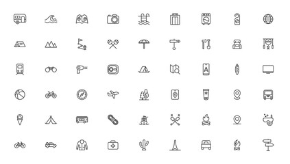 Camping Line Iocns. Travel Icon set