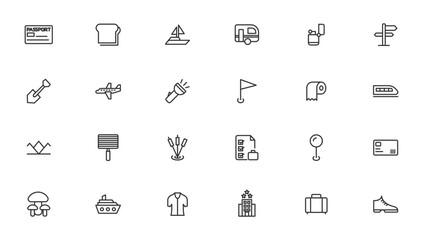 Camping Line Iocns. Travel Icon set