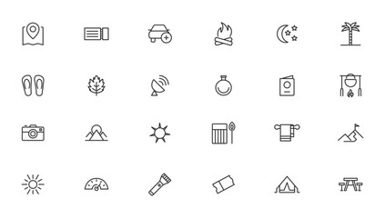 Camping Line Iocns. Travel Icon set