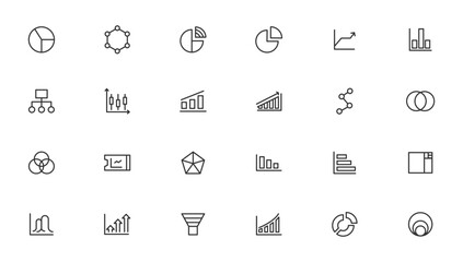 Business graphs and charts icons