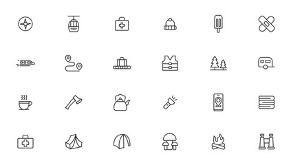 Camping Line Iocns. Travel Icon set