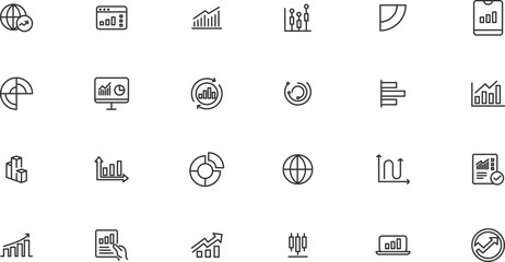 Business graphs and charts icons