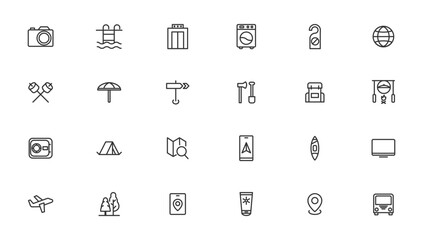 Camping Line Iocns. Travel Icon set