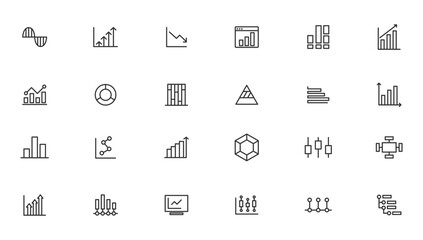 Business graphs and charts icons
