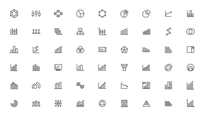 Business graphs and charts icons