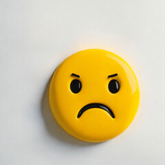 Sad, angry face on White background