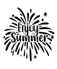 Fototapeta na wymiar Enjoy summer Summer shirt print template, sunshine sea vintage vector, typography design for summer holidays