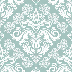 Classic seamless vector pattern. Damask orient light blue and white ornament. Classic vintage background. Orient pattern for fabric, wallpapers and packaging