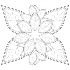 Zentangle flowers in black and white for coloring book. Hand Drawn Flowers for Adult Anti Stress of coloring page in Monochrome  Isolated in white background