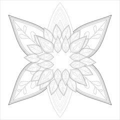 Zentangle flowers in black and white for coloring book. Hand Drawn Flowers for Adult Anti Stress of coloring page in Monochrome  Isolated in white background