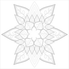 Zentangle flowers in black and white for coloring book. Hand Drawn Flowers for Adult Anti Stress of coloring page in Monochrome  Isolated in white background