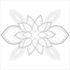 Zentangle flowers in black and white for coloring book. Hand Drawn Flowers for Adult Anti Stress of coloring page in Monochrome  Isolated in white background