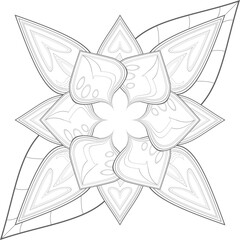 Zentangle flowers in black and white for coloring book. Hand Drawn Flowers for Adult Anti Stress of coloring page in Monochrome  Isolated in white background