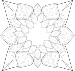 Zentangle flowers in black and white for coloring book. Hand Drawn Flowers for Adult Anti Stress of coloring page in Monochrome  Isolated in white background