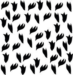 black and white pattern with petals or leafs