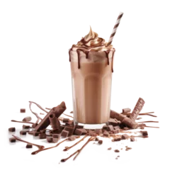 Türaufkleber Chocolate milkshake with chocolate pieces and chocolate sauce. Generative AI © pixelliebe