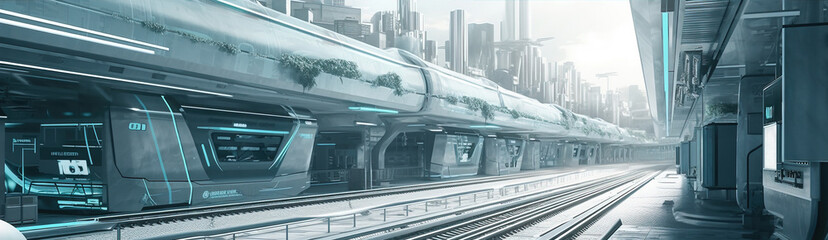 Futurism High Speed Rail Station,created with Generative AI tecnology.