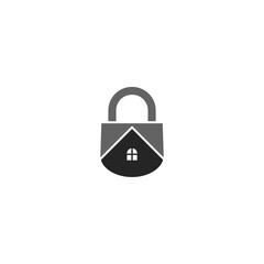 Home security logo design template. House padlock icon isolated on white background