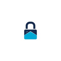 Home security logo design template. House padlock icon isolated on white background