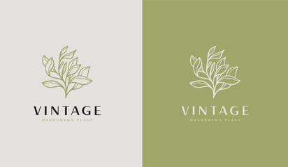 Leaf Flower Plant Handdrawn Logo Icon. Universal creative premium symbol. Vector sign icon logo template. Vector illustration