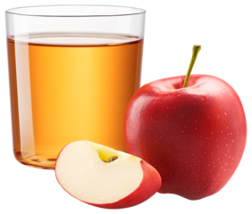 A glass of apple juice with red apples isolated