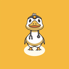 cute duck doctor cartoon illustration