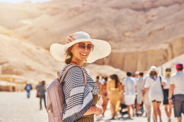 Woman Yourist at Valley of the Kings in Luxor Egypt