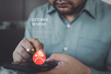 Assessment testimonial review for dislike service and low quality. Business service concept of...