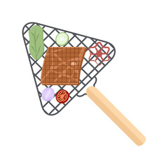 Delicious Grilled Beef Smoked Roasts Steak Cooked Meat on an Iron Grill
