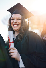 Once you become fearless, life becomes limitless. Portrait of a young student on graduation day.