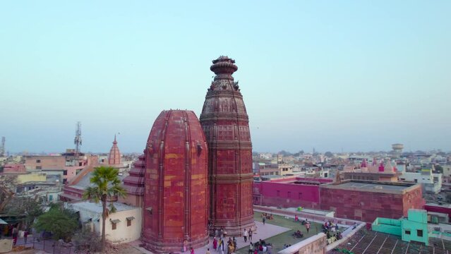 Aerial view of Shri Radha Madan Mohan Ji Temple located in Vrindavan, Uttar Pradesh, India
