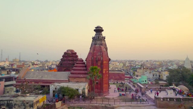 Aerial view of Shri Radha Madan Mohan Ji Temple located in Vrindavan, Uttar Pradesh, India
