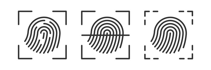 Fingerprint scan, biometric vector icons