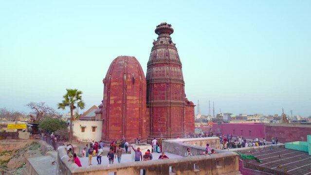 Aerial view of Shri Radha Madan Mohan Ji Temple located in Vrindavan, Uttar Pradesh, India