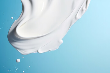 White cream on light blue background