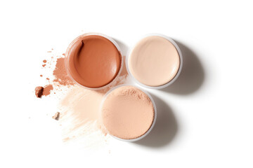 Liquid foundation strokes on light color background, Makeup creamy texture, Skin tone cosmetic product smear smudge swatch, Skin care beauty products.