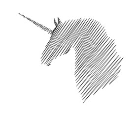 Continuous one line drawing of unicorn . Unicorn head scribble - single line art vector illustration. Editable stroke.