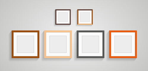 SET of picture frames wallart of photo frames, SIX rectangles frame of picture on white wall decorection design