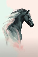 Fototapeta na wymiar contemporary art, poster design, beautiful horse, minimalistic