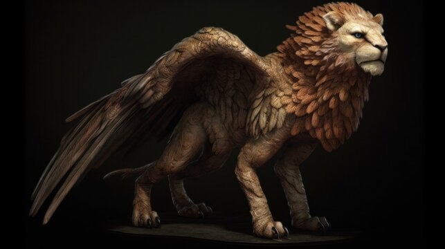 鷲の体とライオンの頭のマンティコア：AI作品
