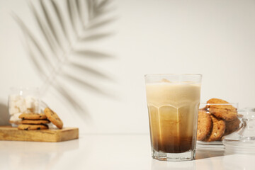 Cold drink for refreshing - ice coffee, space for text