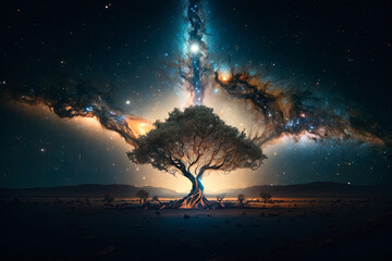 Surrealist view of the milkway galaxy. Generative AI