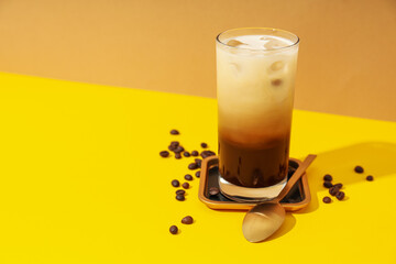 Cold drink for refreshing - ice coffee, space for text