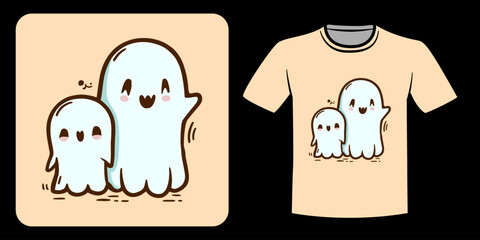 cute ghost illustration for t-shirt design