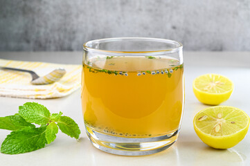 Gol Paani a traditional indian sweet drink prepared with jaggery water and lemon juice.