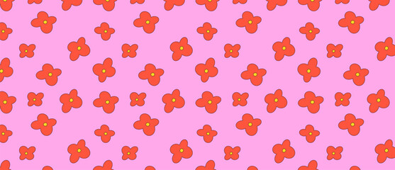 Vector floral seamless patterns. Y2k flowers backgrounds collection for print or social media