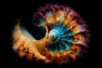 Psychedelic Seashell Nebula in Outer Space Colorful Generative AI
